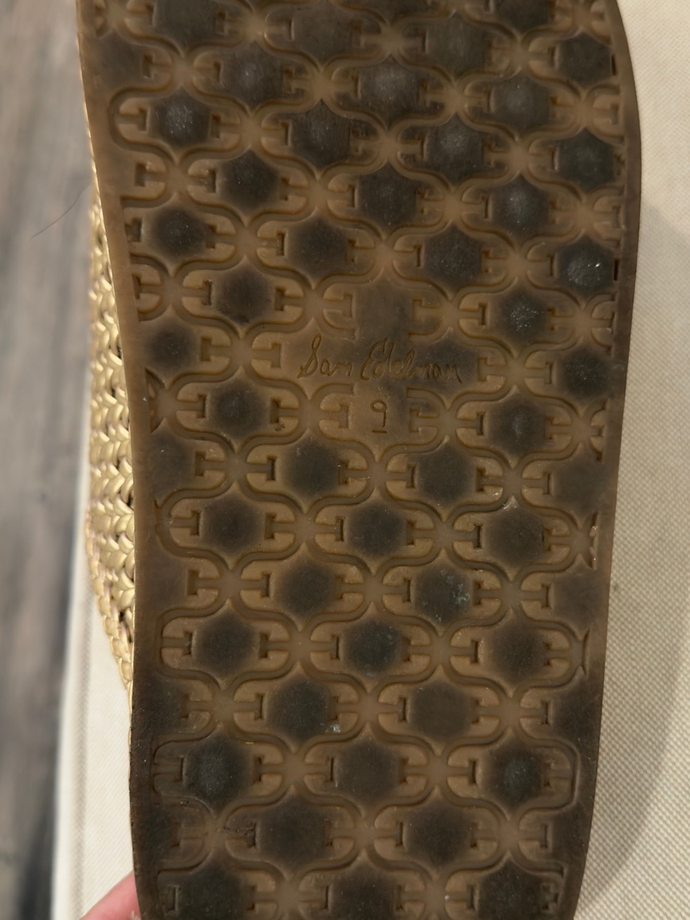 Sam Edelman Metallic Gold Woven Slide Sandals - Picture 7 of 7